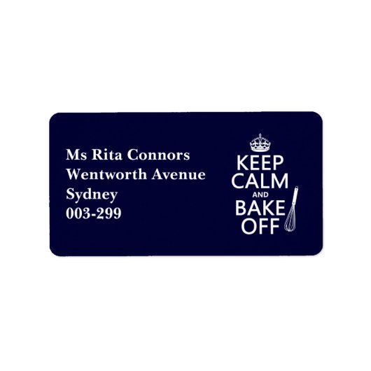 Blijf kalm en bak af etiket (Voorkant)
