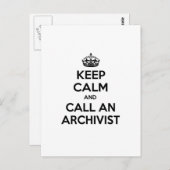 Blijf kalm en bel een archivaris briefkaart (Voorkant / Achterkant)