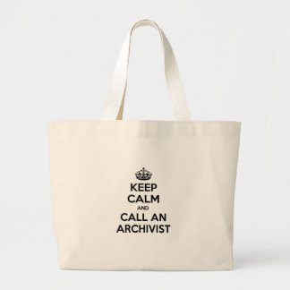 Blijf kalm en bel een archivaris grote tote bag