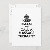 Blijf kalm en bel een massagetherapeut briefkaart (Voorkant / Achterkant)