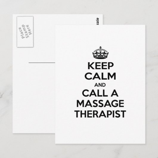 Blijf kalm en bel een massagetherapeut briefkaart (Voorkant / Achterkant)