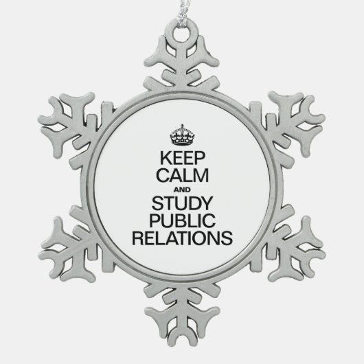 BLIJF KALM EN BESTUDEER PUBLIC RELATIONS TIN SNEEUWVLOK ORNAMENT (Voorkant)