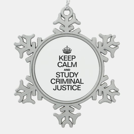 BLIJF KALM EN BESTUDEER STRAFRECHT TIN SNEEUWVLOK ORNAMENT (Voorkant)