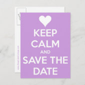 Blijf kalm en bewaar de datum lavendel aankondigingskaart (Voorkant / Achterkant)