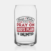 Blijf kalm en bid dat Gods plan onbeperkt is Blikvorm Glas (Voorkant)