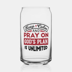 Blijf kalm en bid dat Gods plan onbeperkt is Blikvorm Glas
