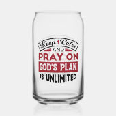 Blijf kalm en bid dat Gods plan onbeperkt is Blikvorm Glas (Achterkant)