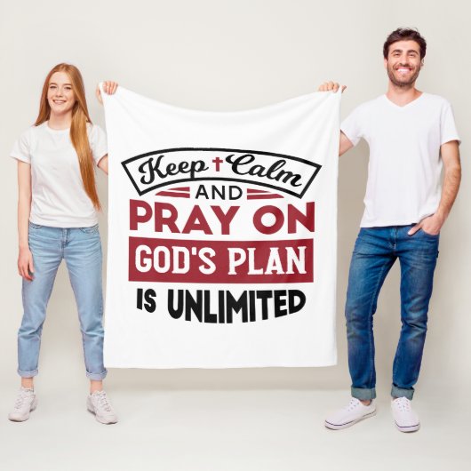 Blijf kalm en bid dat Gods plan onbeperkt is Fleece Deken (In situ)