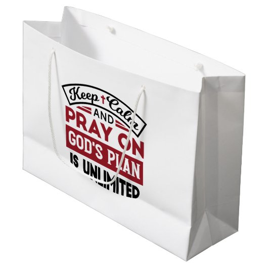 Blijf kalm en bid dat Gods plan onbeperkt is Groot Cadeauzakje (Voorkant Gekanteld)