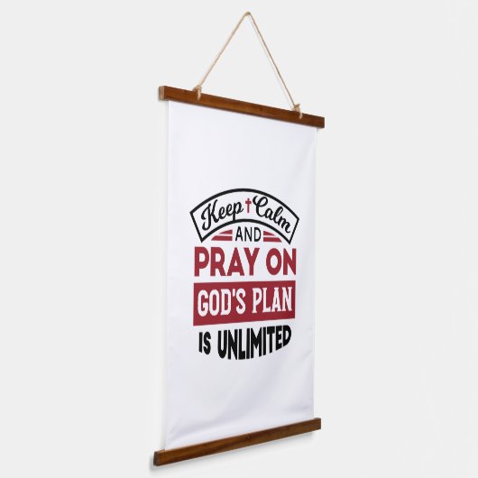 Blijf kalm en bid dat Gods plan onbeperkt is Hangend Wandkleed (Gebogen)