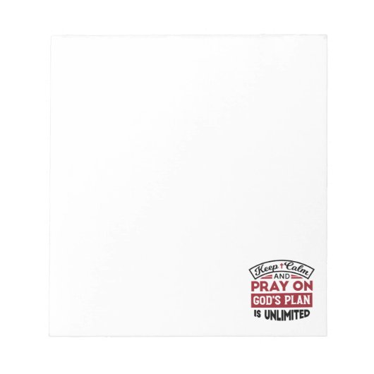 Blijf kalm en bid dat Gods plan onbeperkt is Notitieblok (Voorkant)