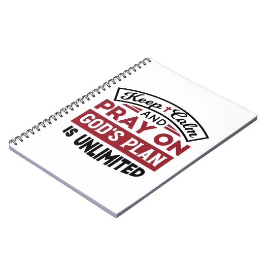 Blijf kalm en bid dat Gods plan onbeperkt is Notitieboek (Linkerzijde)