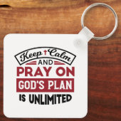 Blijf kalm en bid dat Gods plan onbeperkt is Sleutelhanger (Achterkant)