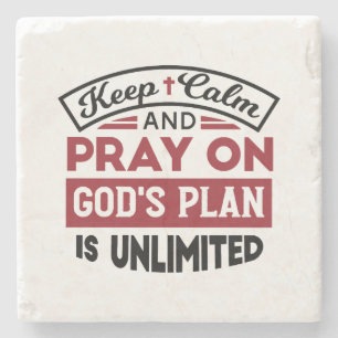 Blijf kalm en bid dat Gods plan onbeperkt is Stenen Onderzetter