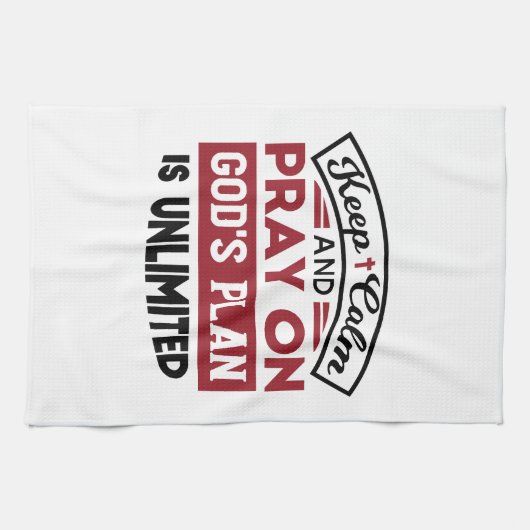 Blijf kalm en bid dat Gods plan onbeperkt is Theedoek (Horizontaal)