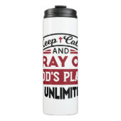 Blijf kalm en bid dat Gods plan onbeperkt is Thermosbeker (Voorkant)