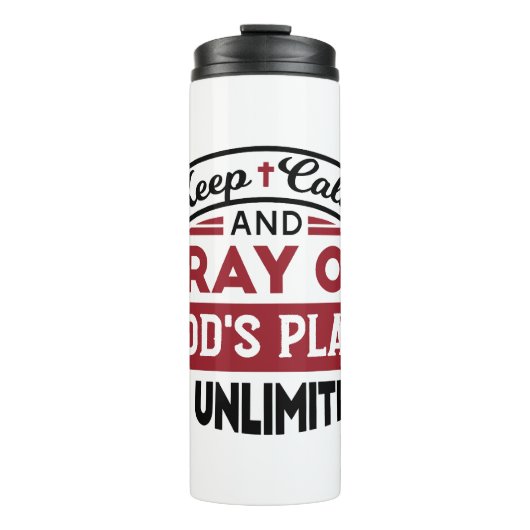 Blijf kalm en bid dat Gods plan onbeperkt is Thermosbeker (Voorkant)