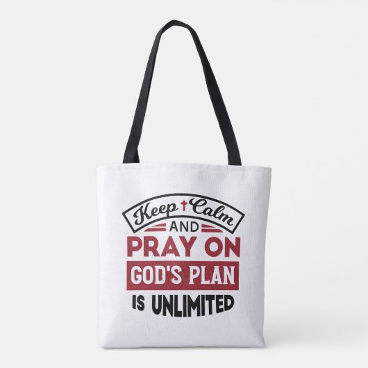Blijf kalm en bid dat Gods plan onbeperkt is Tote Bag (Achterkant)