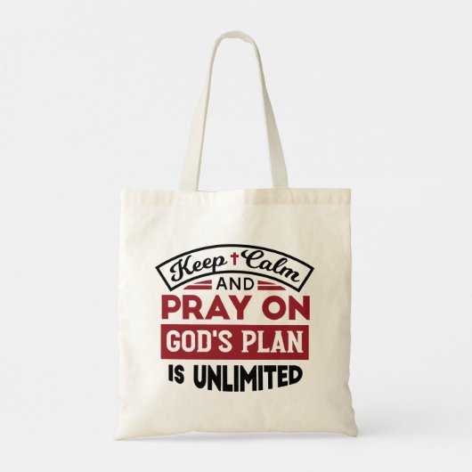 Blijf kalm en bid dat Gods plan onbeperkt is Tote Bag (Achterkant)