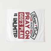 Blijf kalm en bid dat Gods plan onbeperkt is Wandkleed (Voorkant (horizontaal))