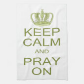 Blijf kalm en bid op groot koninklijk besluit theedoek (Verticaal)