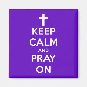Blijf kalm en bid op Paarse vierkante magneet (Voorkant)