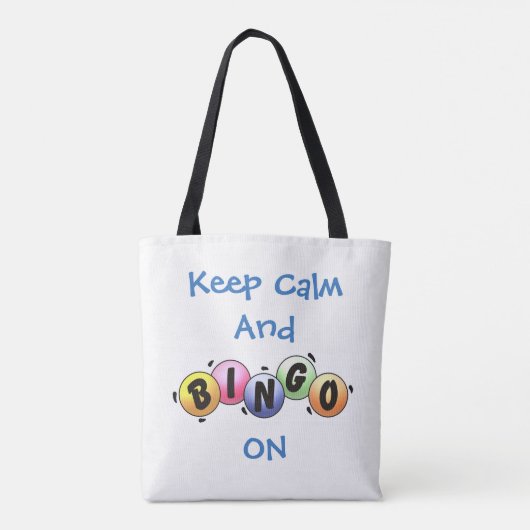 Blijf kalm en bingo op *personaliseer het* tote bag (Achterkant)