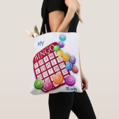 Blijf kalm en bingo op *personaliseer het* tote bag (Dichtbij)