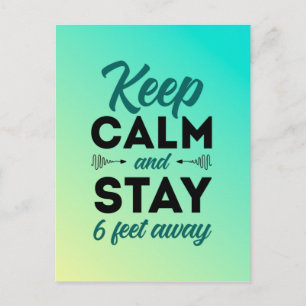 Blijf kalm en blijf 6 meter afstand briefkaart