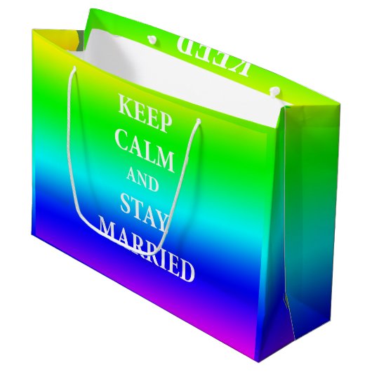 Blijf kalm en blijf getrouwd Custom Geschenk Tas Groot Cadeauzakje (Voorkant Gekanteld)