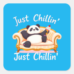 Blijf kalm en blijf gewoon chillen met ijs vierkante sticker