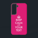 Blijf kalm en blijf roze meme gebruiken samsung galaxy hoesje<br><div class="desc">Blijf kalm en ga verder met meme neon roze aangepast Samsung Galaxy S22 Hoesje. Maak uw eigen persoonlijke wensen kalm citaat. Roze of aangepaste achtergrondkleur. Grappig sjabloon ontwerp met moderne typografie en prinseskroon. De kleuren kunnen worden veranderd.</div>