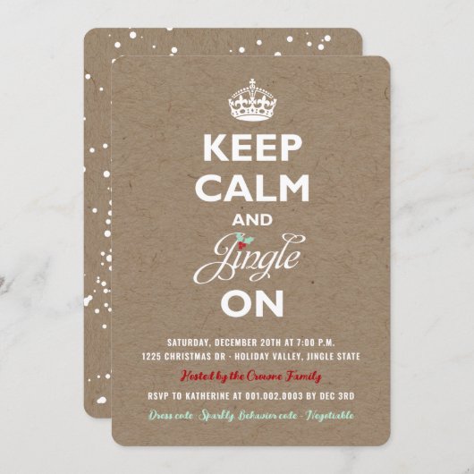 Blijf Kalm en Blijf Vrolijk Rustige Grappige Feest Kaart (Voorkant / Achterkant)