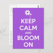 Blijf kalm en bloei op Paarse Briefkaart (Voorkant / Achterkant)