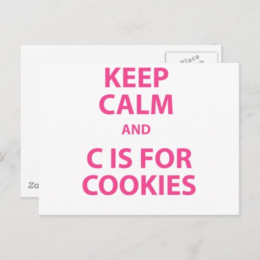 Blijf kalm en C is voor cookies Briefkaart (Voorkant / Achterkant)