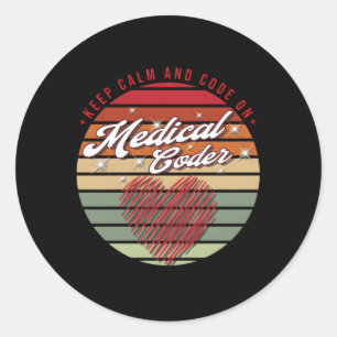 Blijf kalm en code op medische code ronde sticker