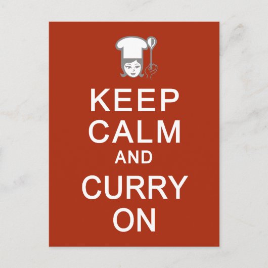 Blijf kalm en curry op briefkaart (Voorkant)
