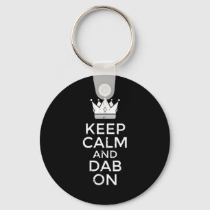 Blijf kalm en dab op grappige gezegde meme dans jo sleutelhanger