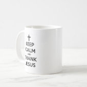 Blijf kalm en dank Jezus Koffiemok (Voorkant links)