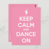 Blijf kalm en dans op roze en wit briefkaart (Voorkant / Achterkant)