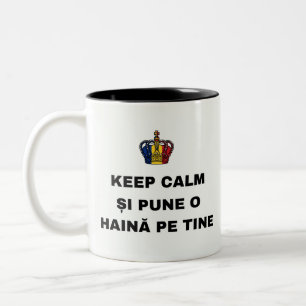 Blijf Kalm en Doe een Jas aan Tweekleurige Koffiemok