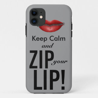 blijf kalm en doe je lippen op slot grappige parod iPhone 11 hoesje