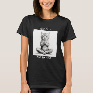 Blijf kalm en doe yoga vrouwen T-Shirt yoga kat