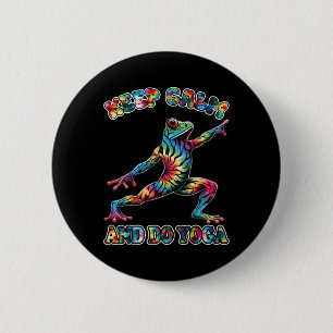 Blijf Kalm En Doe Yoga Yoga Kikker Stropdas Dag Gr Ronde Button 5,7 Cm