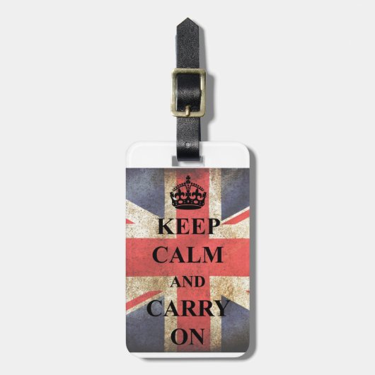 Blijf kalm en draag de Britse vlag Bagagelabel (Voorkant verticaal)