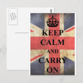 Blijf kalm en draag de Britse vlag Briefkaart (Voorkant / Achterkant)