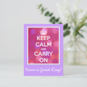 Blijf kalm en draag het Pink Bokeh-Briefkaart Briefkaart (Staand voorkant)