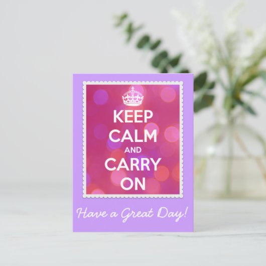 Blijf kalm en draag het Pink Bokeh-Briefkaart Briefkaart (Staand voorkant)