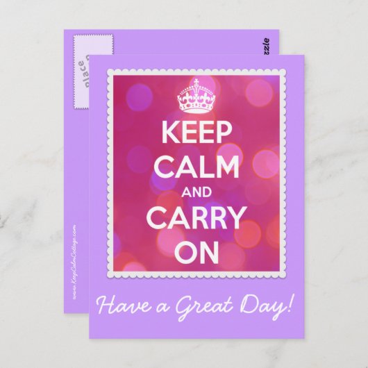 Blijf kalm en draag het Pink Bokeh-Briefkaart Briefkaart (Voorkant / Achterkant)