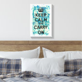 Blijf kalm en draag op blauw behang Damask Canvas Afdruk (Insitu (Slaapkamer))